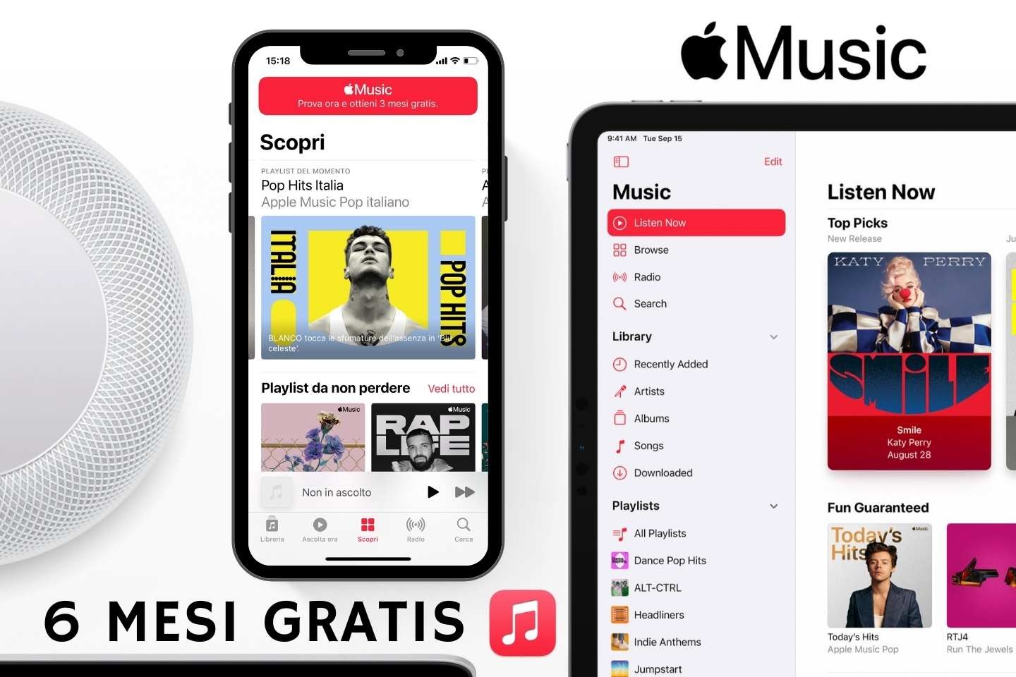 Ottieni GRATIS 6 MESI di Apple Music