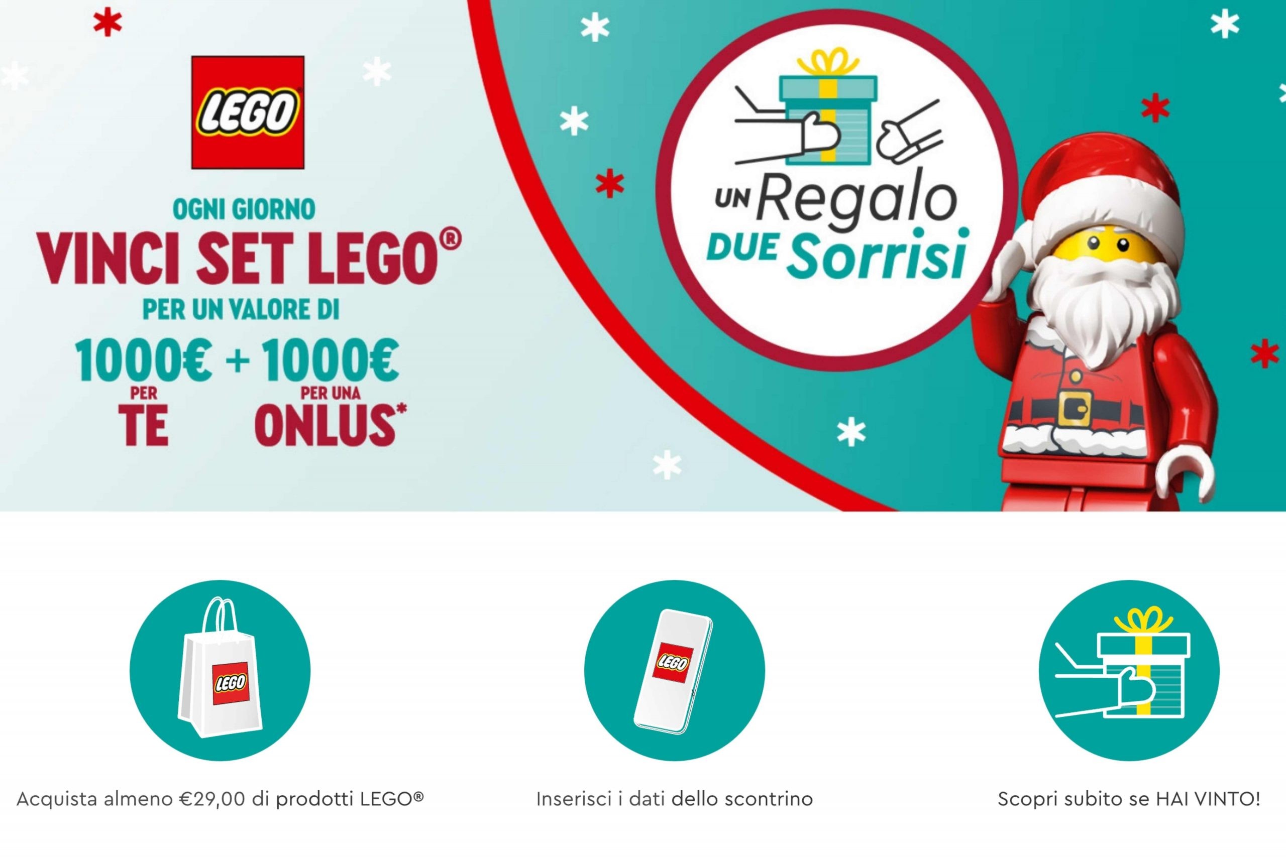 Concorso “Un regalo due sorrisi”: come vincere una fornitura di set LEGO da 1000€ per te + altri 1000€ per una Onlus a tua scelta