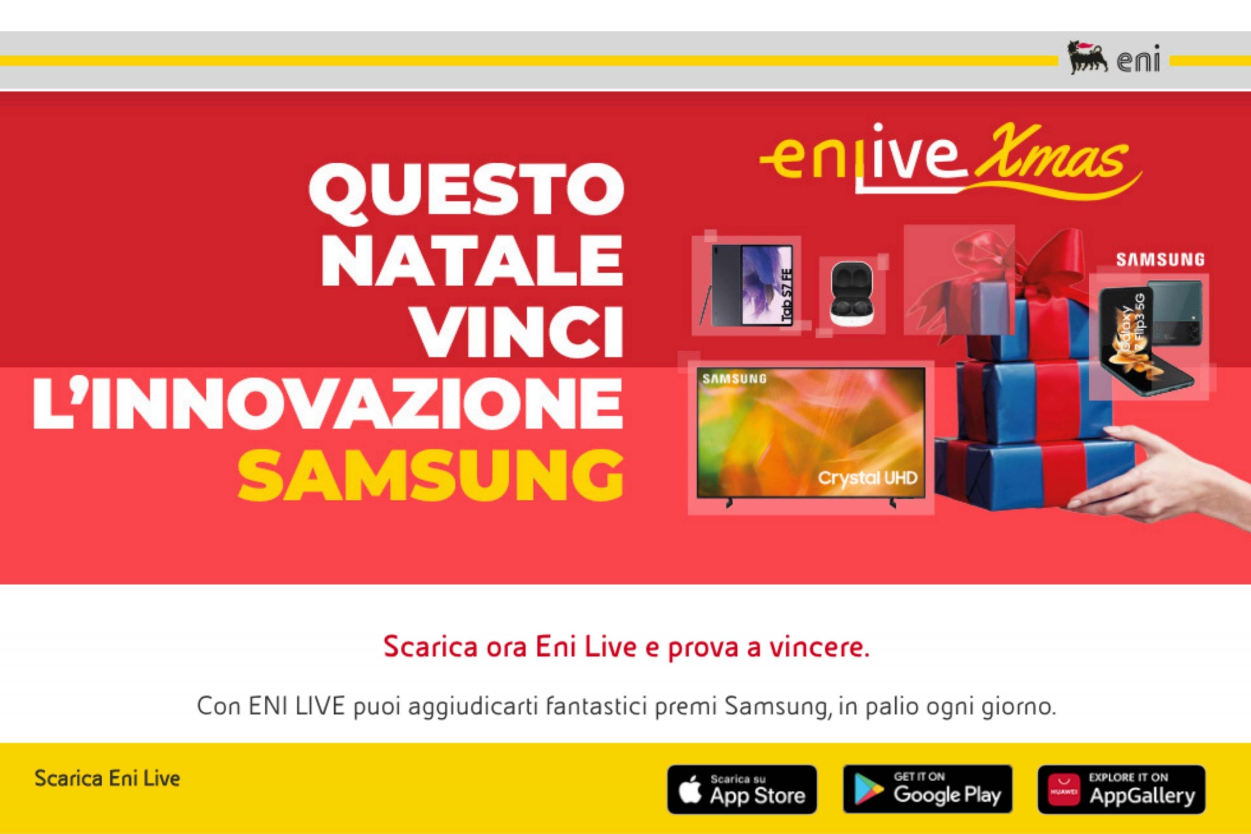 Concorso gratuito “Eni Live Xmas”: come vincere gratis cuffie, smartphone, tv o tablet Samsung