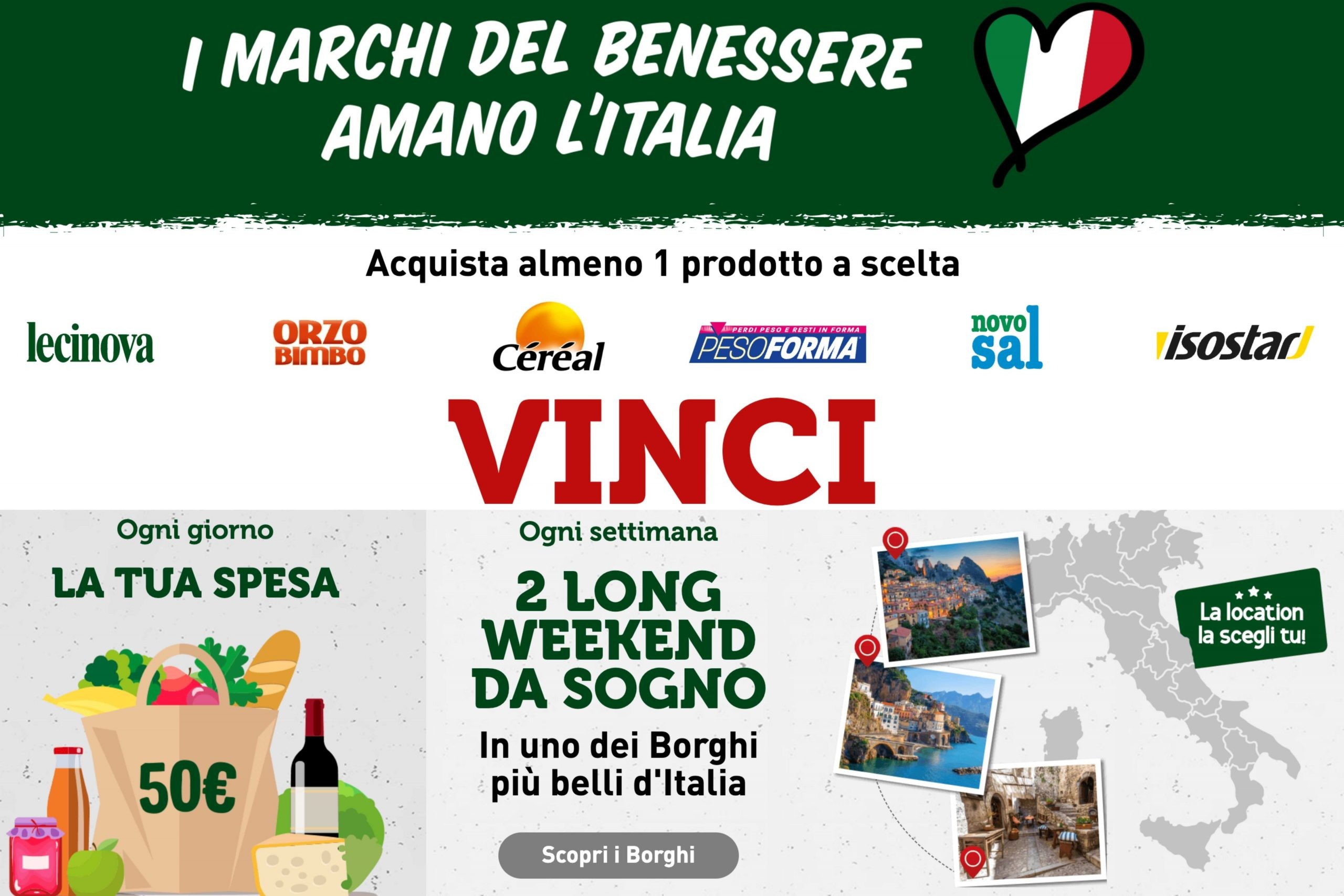 Concorso “I marchi del benessere amano l’Italia”: come vincere un buono spesa da 50€ e un voucher long weekend