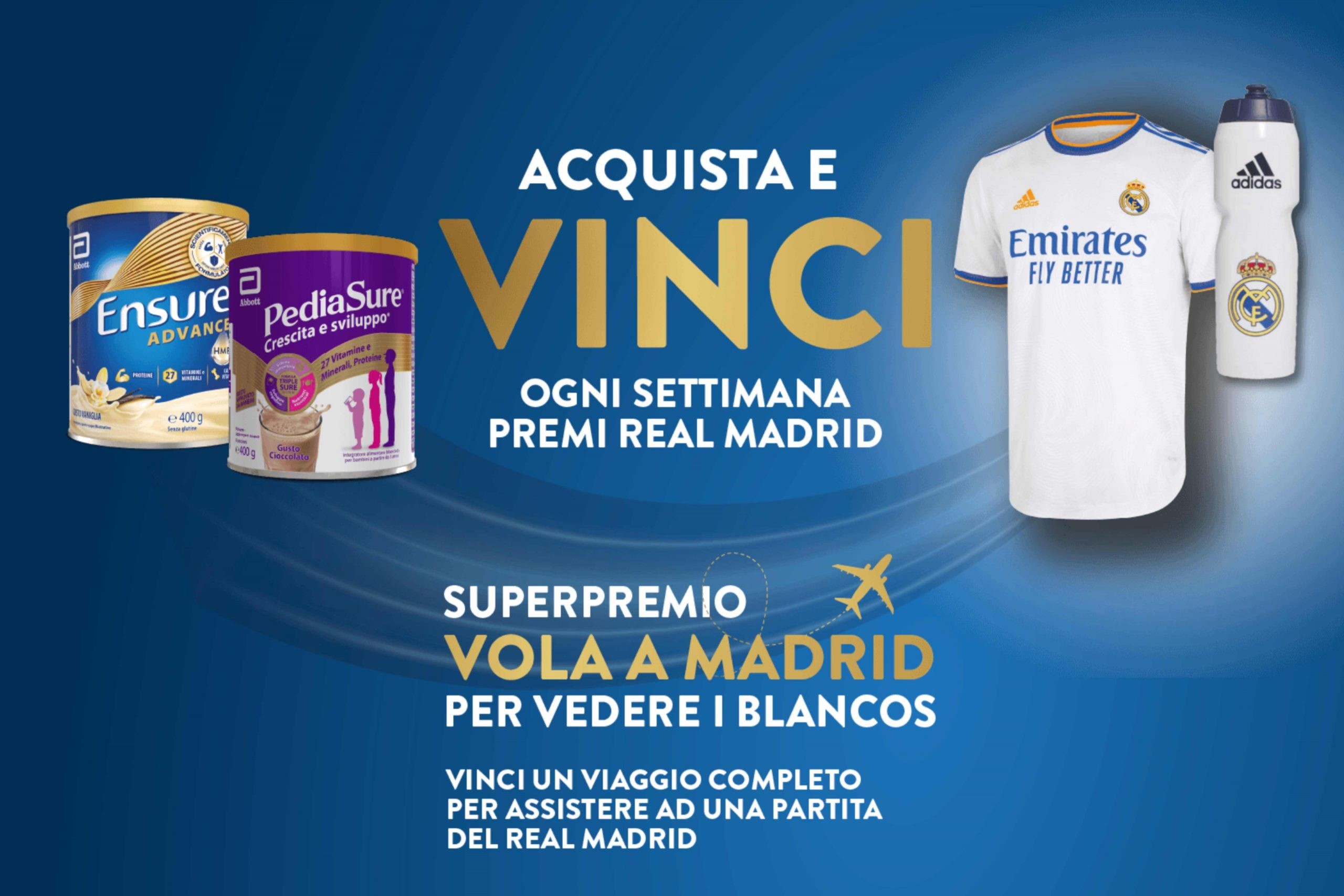 Concorso “Vinci con Pediasure ed Ensure”: come vincere Borracce, maglie ufficiali Real Madrid e un viaggio