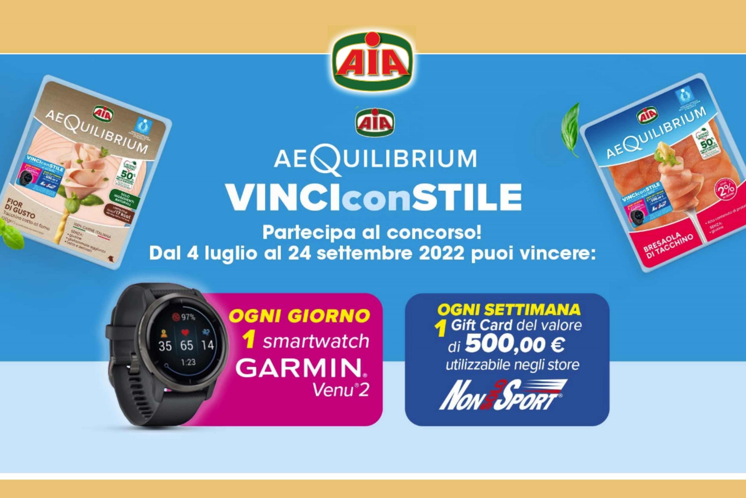 Concorso Aia AeQuilibirum “Vinci Con Stile”: come vincere un Garmin Venu 2 e gift card NonSoloSport da 500€